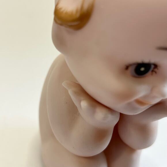 Vintage Norcrest Porcelain Bisque Kewpie Piano Baby Brown Eyes 5" Japan - Picture 7 of 10